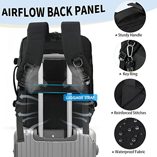Travel Backpack 15.6 inch Flight Approved Carry On Luggage Backpack Expandable Laptop Backpack for Men Women Business Overnight Weekender College Backpack with USB Charging Port, B image 1