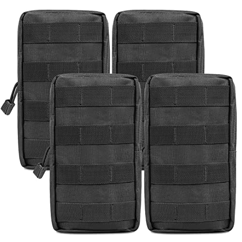 Gogoku 4-Pack Molle Pouch Long Tactical Molle Pouches Compact Utility EDC Waist Bag Pack Black
