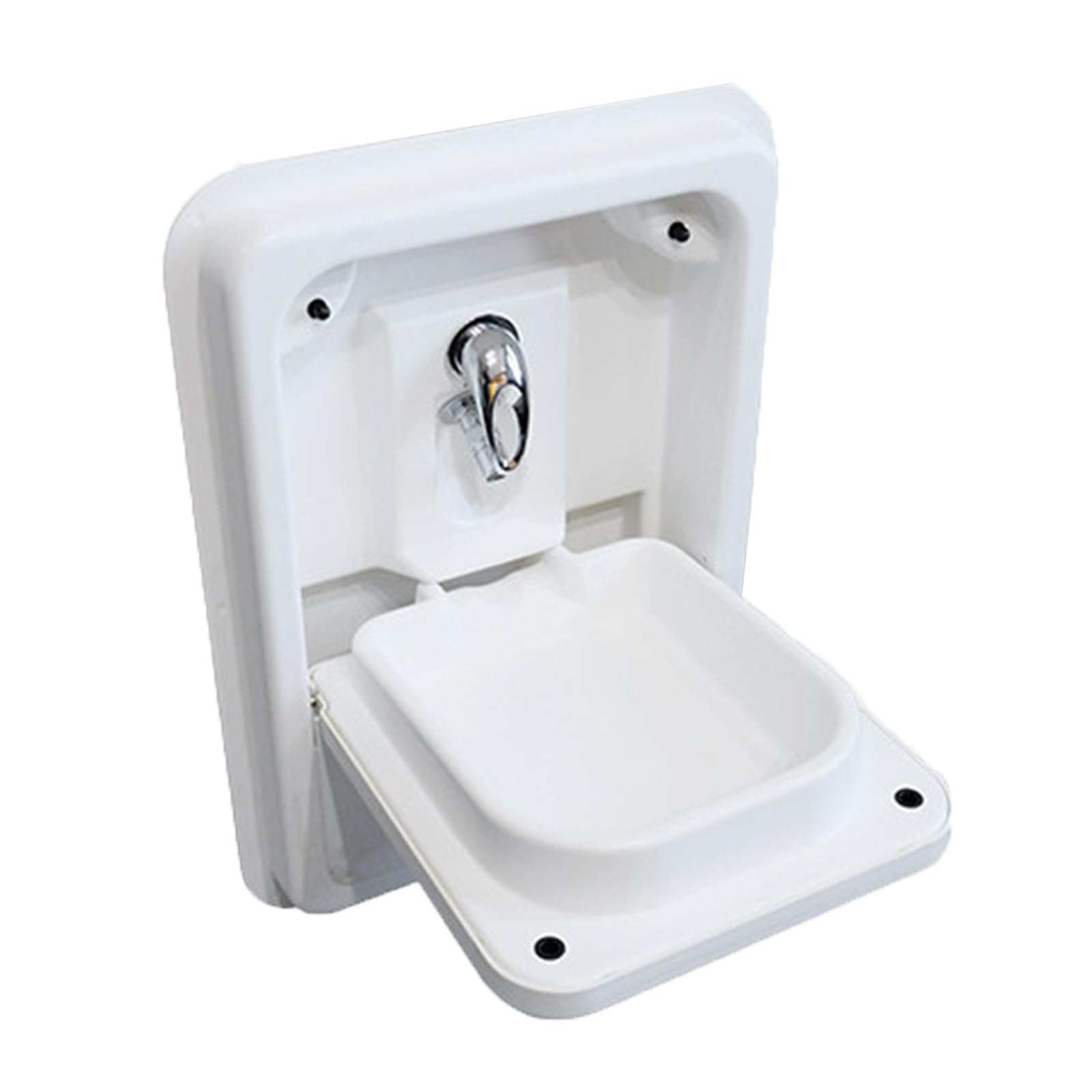 Fregadero Camper de Acrílico, Lavabo Caravana Plegable con Grifo de Agua Fría y Caliente, Diseño de Drenaje Rápido, Lavamanos para Baño y Cocina de Caravanas