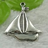 44 Colgantes de velero de Plata tibetana (50 x 39 mm, B1080)