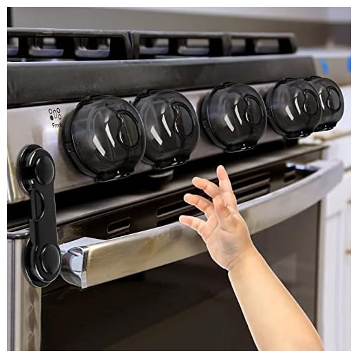 GRENFU Stove Knob Covers for Child Safety (5 + 1 Pack) Gas Stove Knob Covers with Strong Adhesive Double-Sided Tape Oven Knob Covers for Child Safety Prevent Kids & Pets from Turning on Stoves Black