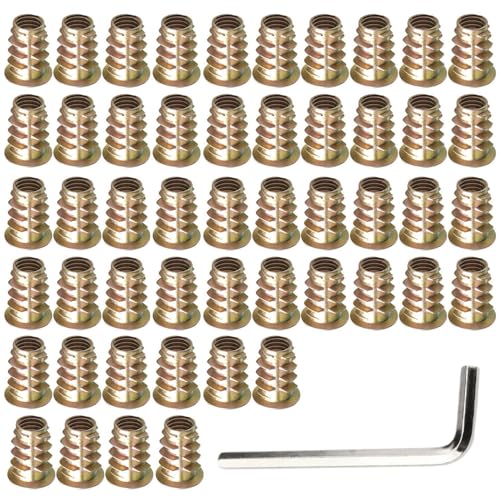50 Écrous De Meubles Et 1 Clé Hexagonale, Accessoires De Quincaillerie De Meubles, Attaches D'Écrous, Accessoires De Meubles En Bois, Inserts Filetés Pour Meubles