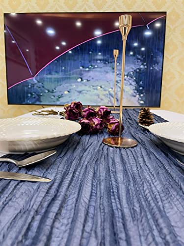 Cheesecloth Table Runner Terracotta 35X118In Wrinkle Gauze Table Runner 10Ft For Wedding Party Decor Backdrop (Navy Blue) #TOP2