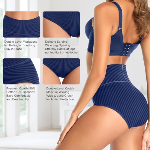 UMMISS Womens Underwear Cotton High Waisted Tummy Control Panties Plus Size Full Coverage Ladies Briefs4