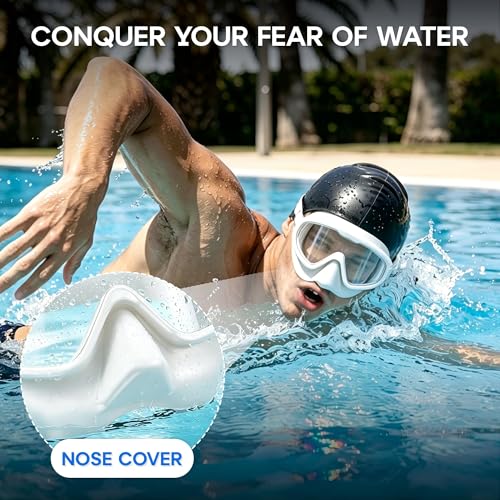 Aegend 2PCS Swim Goggles with Nose Cover,Adult Swimming Goggles with Fabric Strap,Wide View No Leaking Pool Goggles for Youth Adults - image 5