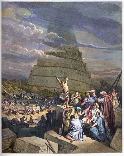 Poster Tour de Babel Gustave Doré déco murale salon tableau illustration Genèse 60x90cm
