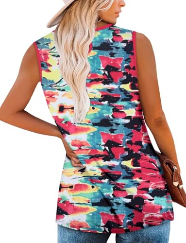 KISSMODA Womens Flora Print Tank Tops Ribbed Summer Shirt Sleeveless Summer Casual Women Blouses(S-3XL)