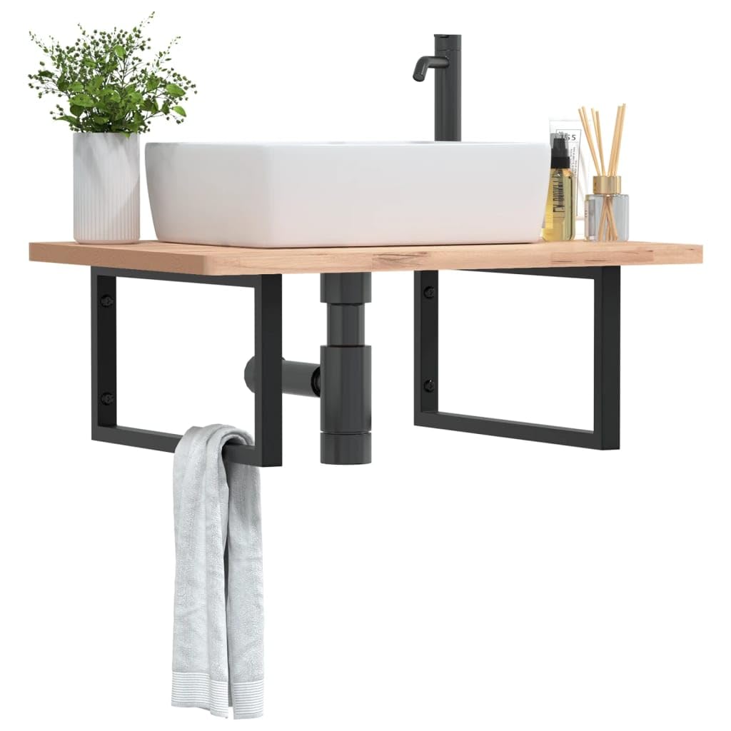 Supporti Lavabo 2 Pz Nero Acciaio Mensole Rettangolari Bagno Cucina Portata 100kg 25x60cm Console a Muro