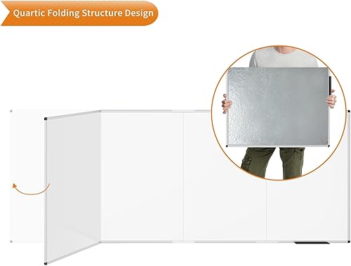 Vista 16 de VIZ-PRO Pizarra blanca plegable magnética, 48 x 48 pulgadas, pizarra de borrado en seco para montaje en pared para escuela, oficina y hogar