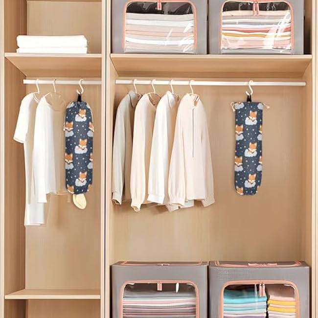 Plastic Bag Holder Grocery Bags Organizer Dispenser Storage Fox Cloud for Kitchen Wall Mount