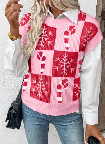 Image of EVALESS Short Sleeve Sweater for Women Crewneck Color Block Knit Tops 2026 Summer Trendy Cap Sleeve Sweater Vest