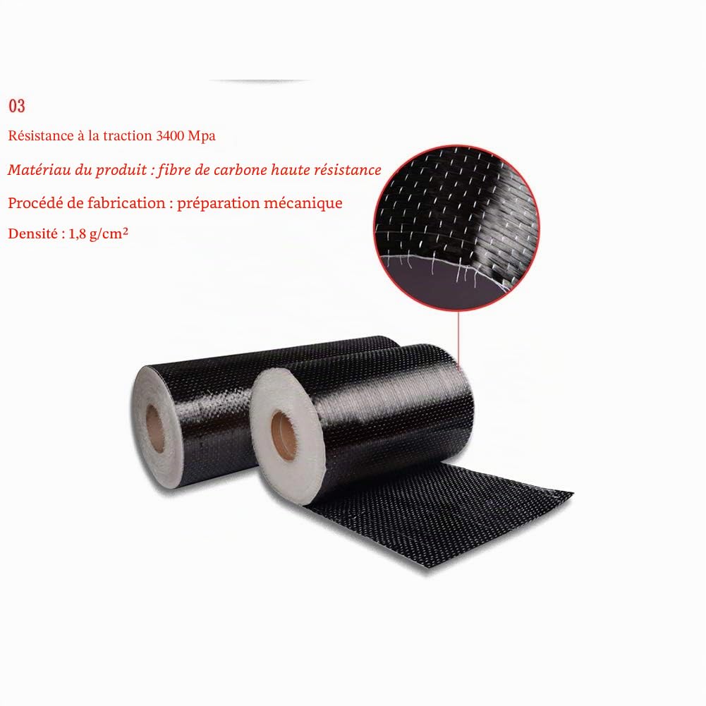 Tissu en fibre de carbone 200 g/m², 50 cm x 200 cm