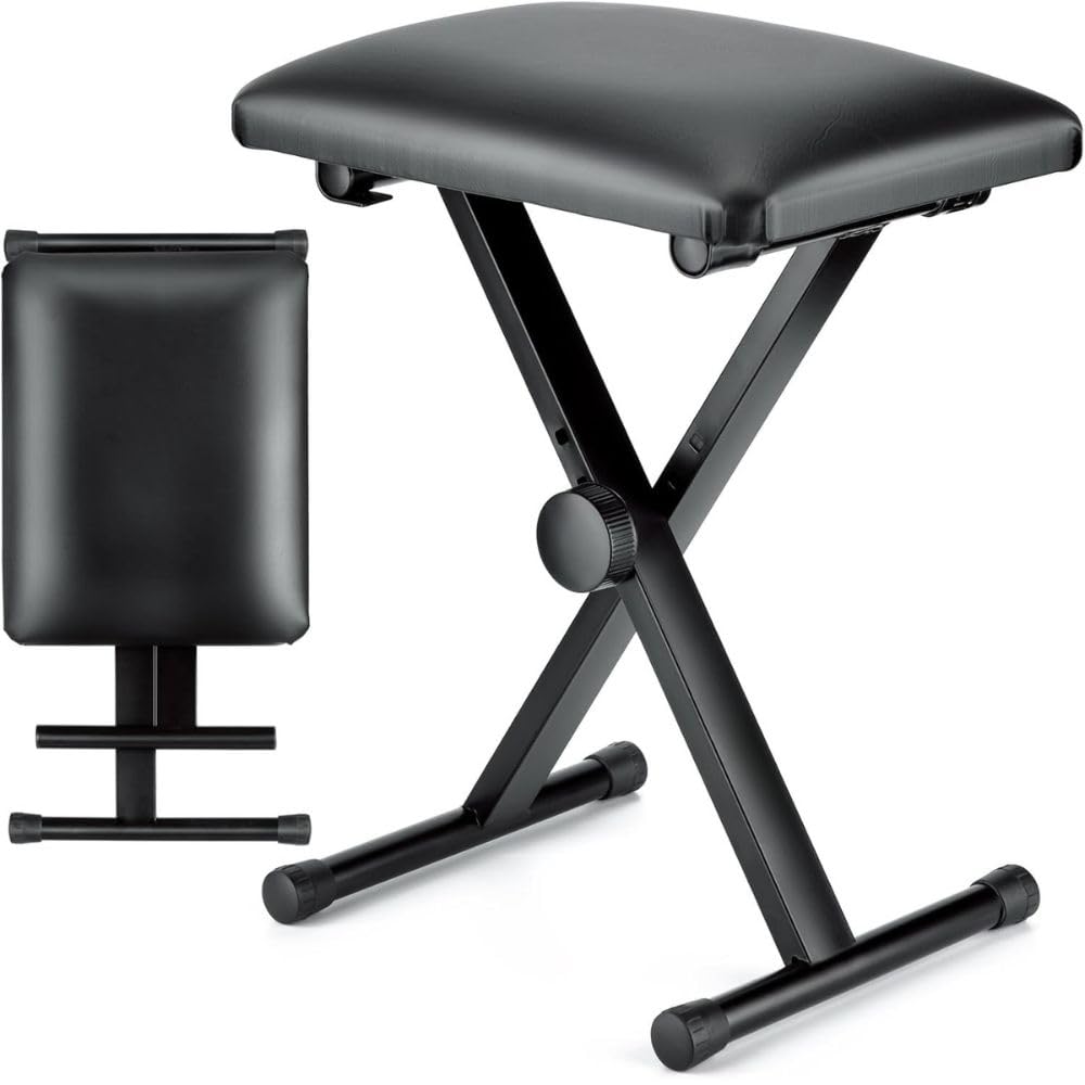 MOCKING BIRD Piano Bench Adjustable Piano Keyboard Bench with Padded Seat – Folding X-Style Sturdy Stool for Digital Piano, Synthesizer & Home Studio Practice (Piano Keyboard Bench)-picture-15