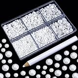 Briskbloom 4500PCS Resin Flatback Rhinestone, 2mm 3mm 4mm 5mm 6mm Solid White Flatback Rhinestones for Tumblers, Nails Art, Mugs, Bottles, Craft Decoration, Loose Bling Glitter Gem Stone