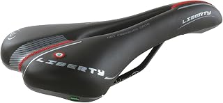 CUCUBA Montegrappa - Sillín con orificio antiprostático para bicicleta de carreras, senderismo, cross y MTB, de piel sintética, mod. Liberty, color negro