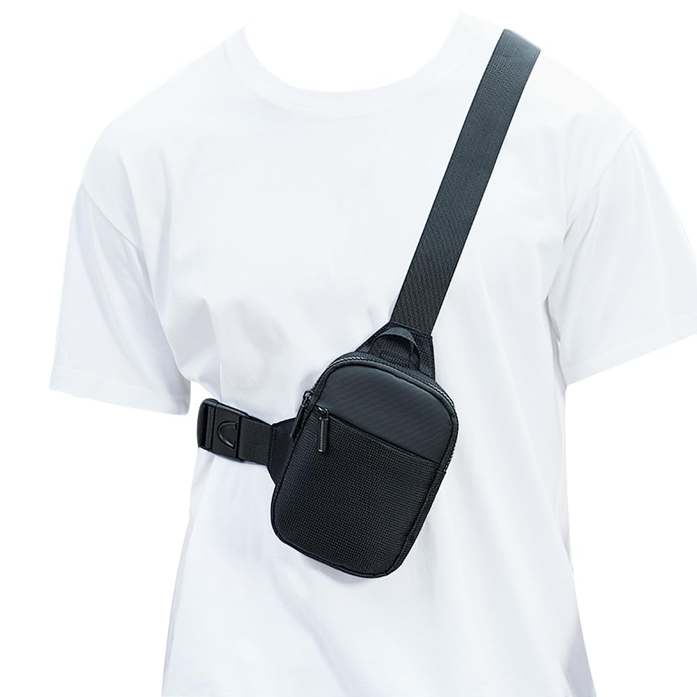 A-QMZL Petit Sac de Poitrine Imperméable Sacoche Homme Bandouliere, Pochette Telephone Portable Sling Bag Sac Bandoulière pour Femme Homme pour Cyclisme Voyage Casual (noir)