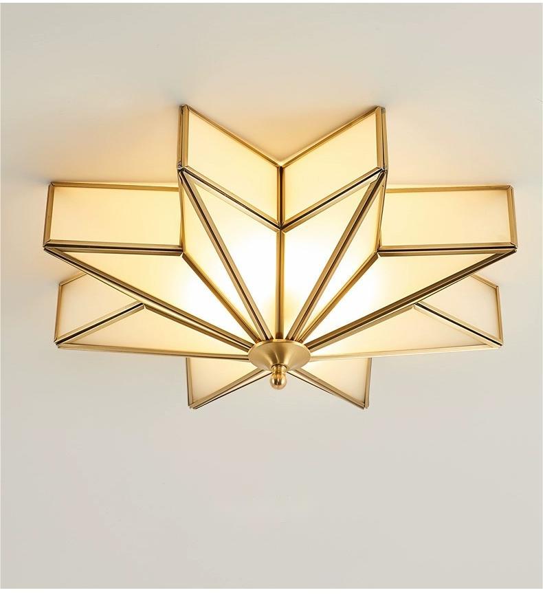 Image of LIGHTLAND 19.7 Inch Flush Mount Star Ceiling Light, 4 Lights Brass Ceiling Lamp with Glass Lampshade, Art Deco Close to Ceiling Light Fixtures for Bedroom Living Room Entryway Hallway, Gold