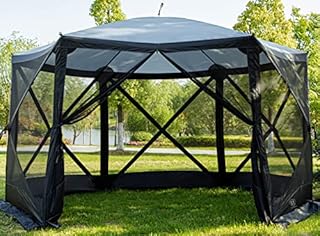 EVER ADVANCED Pop Up Gazebo Screen House Tent for Camping 8-10 Person Instant Canopy Shelter with Netting Portable for Outdoor, Backyard