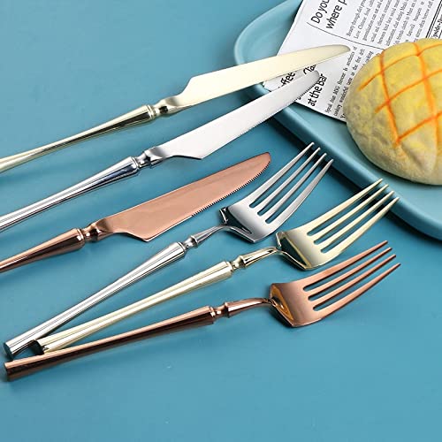 Besteck Edelstahl Besteck Löffel und Gabel Set Reisebesteck Set Gold Besteck Set 30 Stück (Farbe : Gold) (Schwarz)