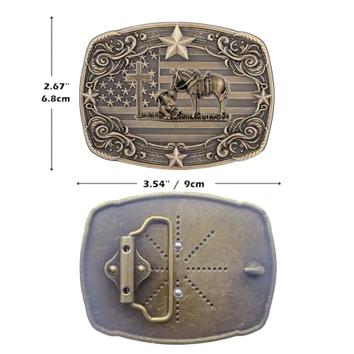 Image of Western Cowboy Vintage Rodeo Cross Prayer Horse Belt Buckle Men