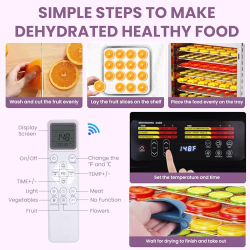 Image of Food Dehydrator for Jerky, 9 Stainless Steel Large Trays, 800W Fruit Dehydrator with Remote Control, 24H Timer and 194F Temperature Control, Food Dryer for Jerky, Herbs, Fruit, Dog Treats