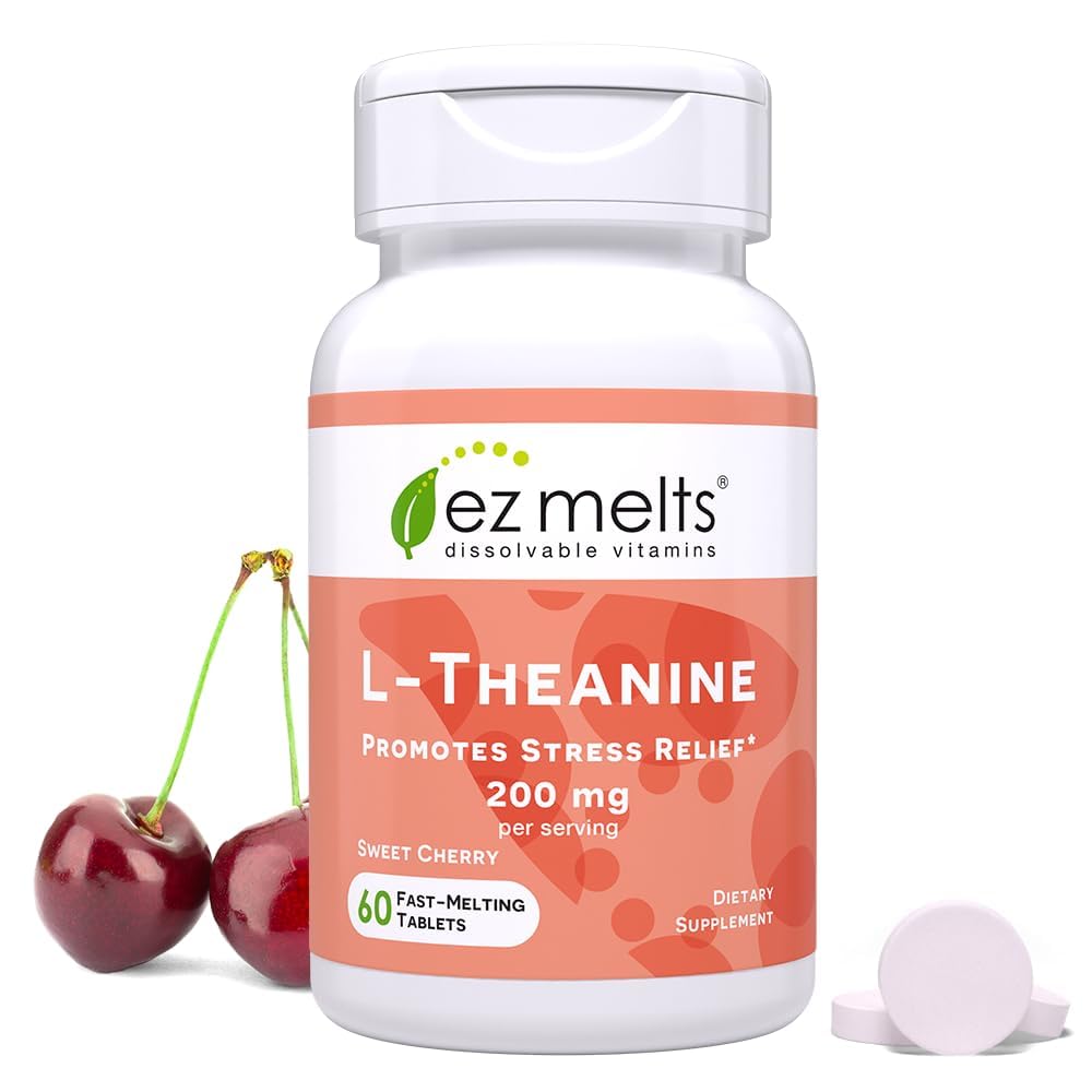 EZ MeltsDissolvable L-Theanine 200 mg, Sugar-Free, 1-Month Supply - 1 Pack