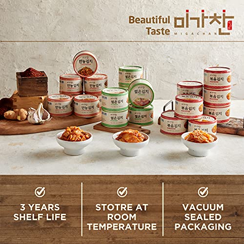 Korean Canned Napa Cabbage Kimchi, Sliced Kimchi, 5.64oz(160g), Pack of 3, Korean Traditional Kimchi Flavor Can, Rich in Probiotics by MIGACHAN