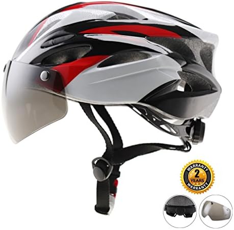 EASECAMP Cycling Bike Helmet with Detachable Magnetic Visor Face Shield for Men (Red)