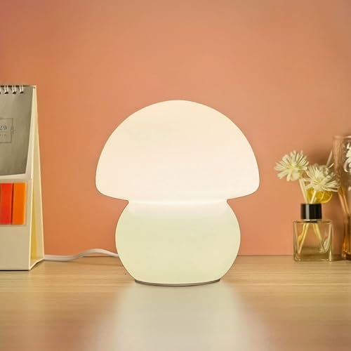 Lámpara de mesa pequeña de cristal transparente, bonita lámpara de mesita de noche translúcida blanca leche para dormitorio, mesita de noche, sala