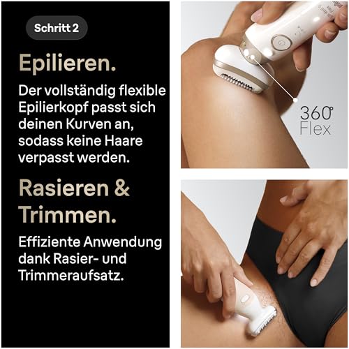 Braun Epilierer Damen Silk·épil 9 Flex SkinSpa, 9-681 3D, Wasserdicht, Gold – Ansicht 4