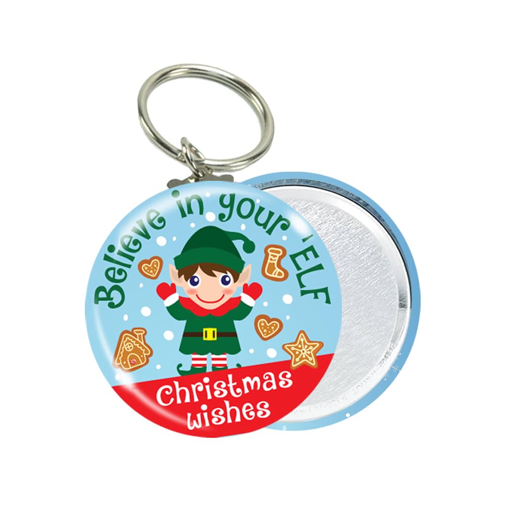 Classroom Capers Believe in your 'Elf/Christmas Wishes Keyring. Round 38mm