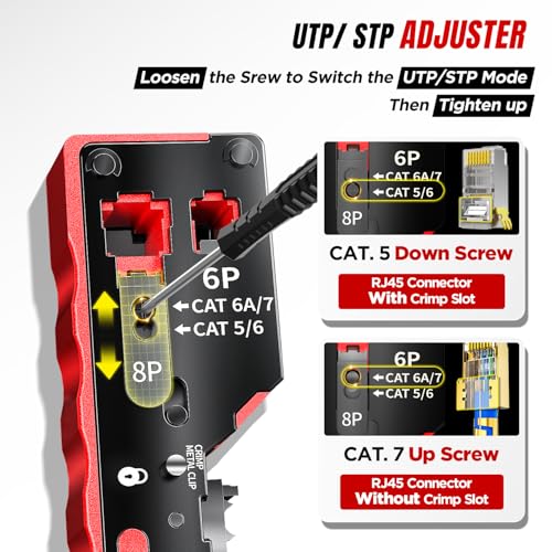 RJ45 Crimp Tool Pass Through, All-in-One Ethernet Crimper Cutter Stripper - image 4