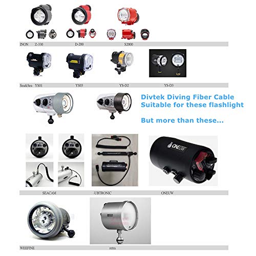DIVTEK Diving Fiber Optic Cable Flash Link Optical Connection Fuse Sea Underwater Diving Photography Fiber Max 55Inches