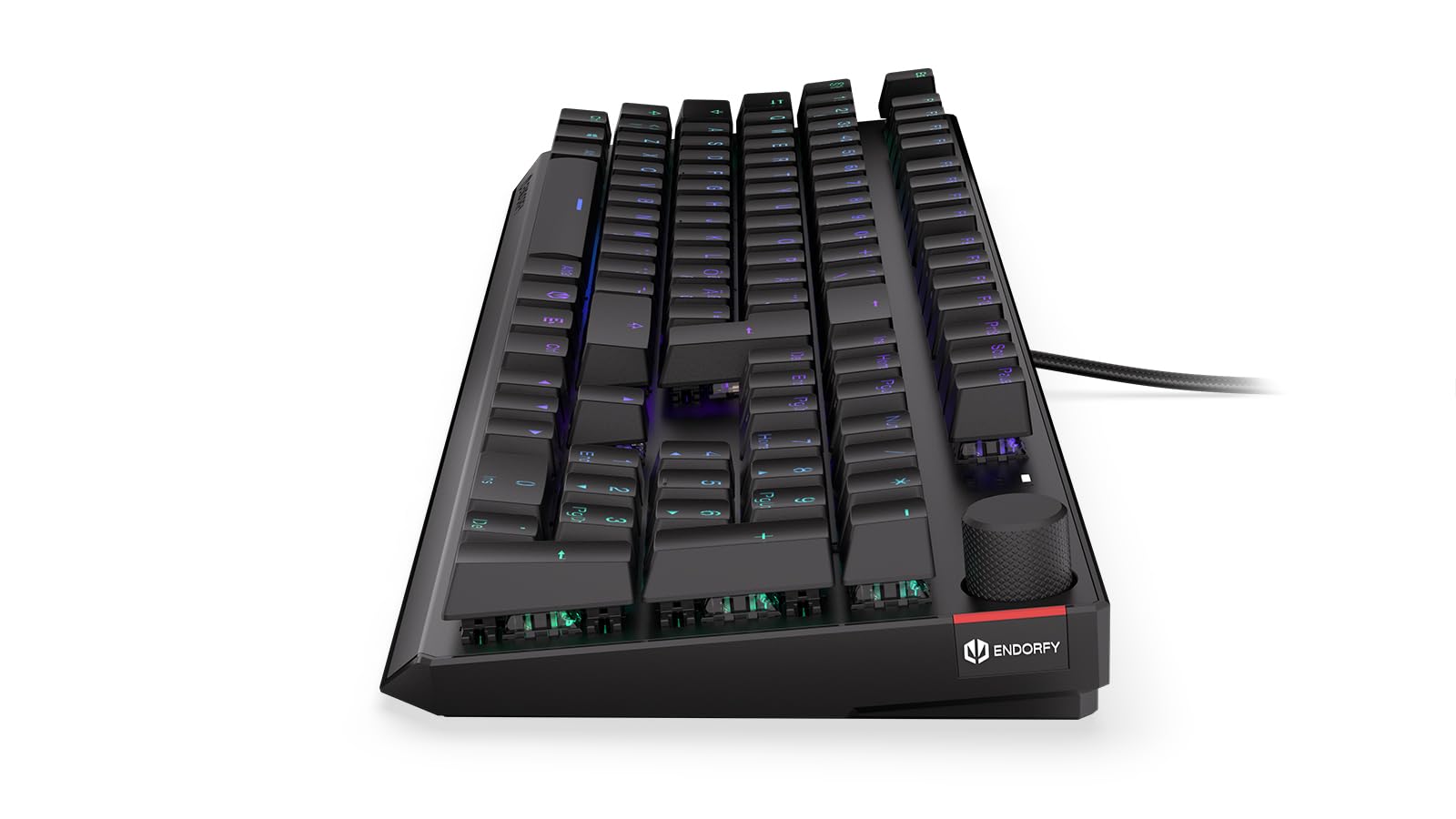 ENDORFY Thock NO Brown, przełącznik taktyczny Kailh Brown z klawiaturą mechaniczną, układ nordycki, nasadki klawiszy PBT, pokrętło kontroli głośności | EY5B009, czarny