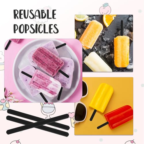 30 Stück 11,5 cm Große Acryl-Stäbchen, Eisstiele, Wiederverwendbare Eisstiele, Kuchenformen, Mini-Eisstiele, Kuchenstäbchen, für selbstgemachtes Eis, Kuchen, DIY-Kunst (Schwarz)