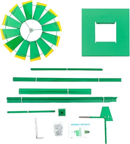 Miniatura 4 de Molino de viento ornamental para decoración de jardín, veleta meteorológica, molino de viento de metal resistente de 8 pies con diseño de 4 patas,
