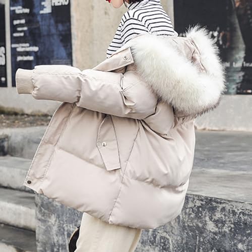 womens winter coats fashion Full-Zip Puffer Jacket cute girls soild Puffy Bubble Outerwear with Faux Fur Removable Hood4
