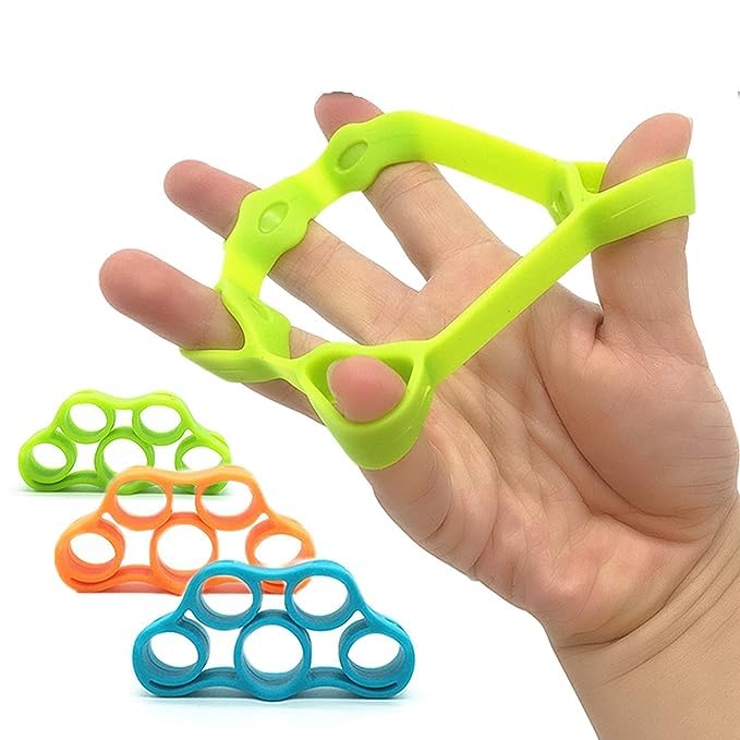 AEREX Finger Extension Exerciser for Hand Stretching Resistance Bands Strength Trainer Finger Strengthener Grip Finger Grip Strengthener Exercise Guitar and Rock Climbing (Pack of 3)