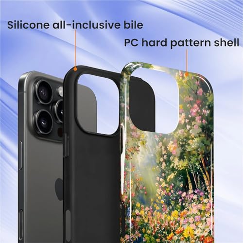 Case for iPhone 16 Pro, Shockproof Hybrid Protective Phone Case, Dual-Layer Drop Protection Anti-Scratch, Floral Sunlit - image 3