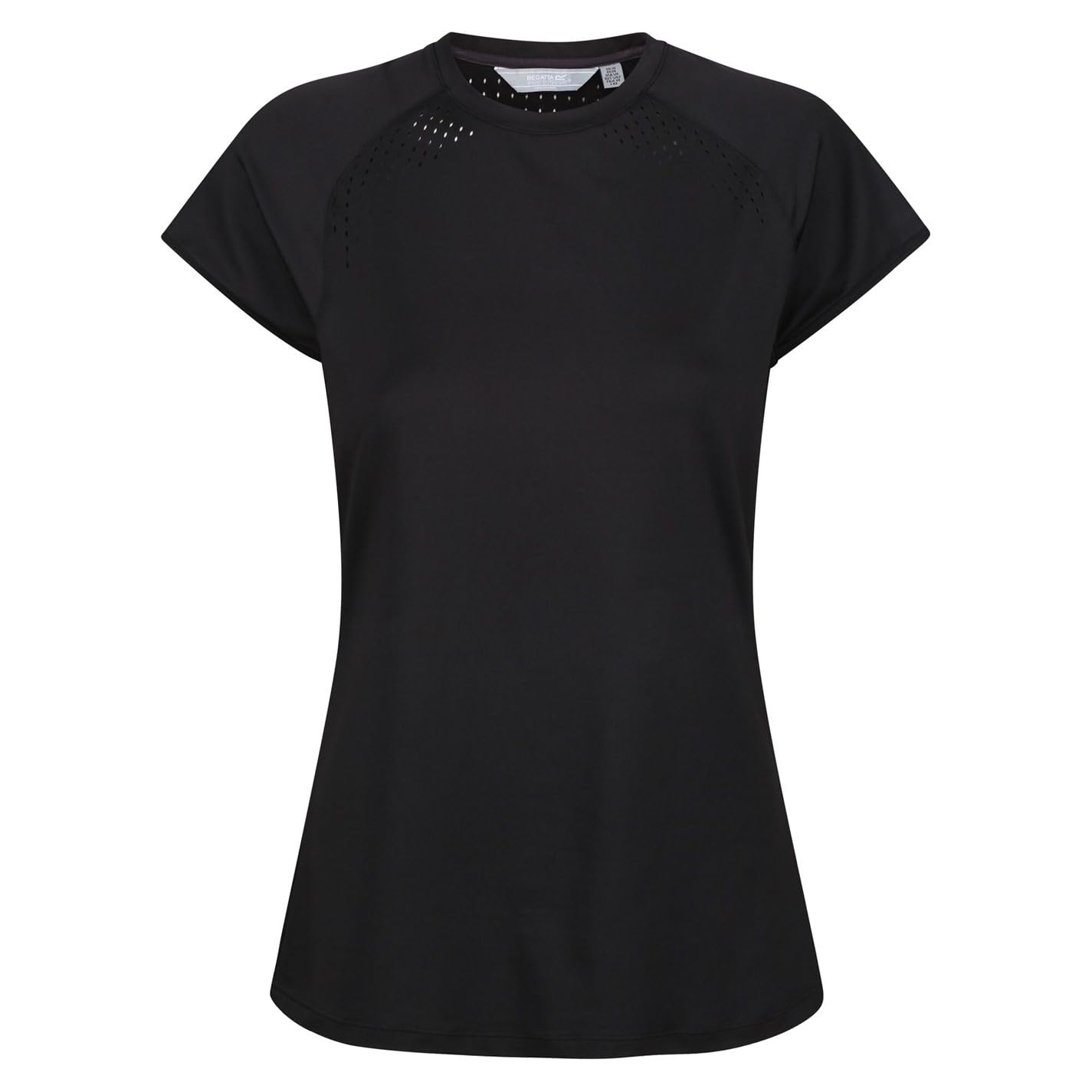 Regatta Luaza Women's Quick-Drying, Stretch, Moisture Wicking, Short Sleeve t-Shirt. Suitable for Walking and Hiking. Black