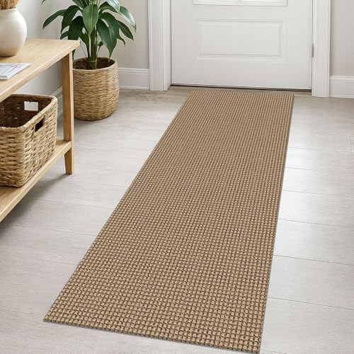 EARTHALL Woven Runner Rug 2x5 Ft Washable Runners for Hallways Cotton Non Slip Rubber Backed Kitchen Runner Braided Indoor Floor Carpet for Entryway, Hallway, Kitchen, Bedroom, Orange/Tan/Brown