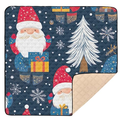 BOESI Doodle Cute Santa Claus Pattern Baby Play Mat, 50“ X 50” Washable Folding Crawling Mat, Baby Floor Mat, Soft, Thick, Non-Slip