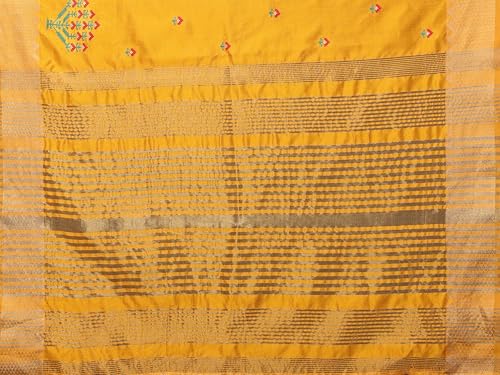 Image of StyleScope Women's Assam Cotton Silk Golden Boarder Thread Embroidered Saree With Unstitched Blouse Piece (Ulajh)