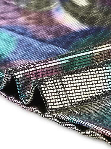 Image of Allegra K Women's Metallic Sleeveless High Waist Club Party Disco Holographic Dress