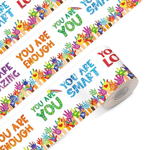 Image of 60 Feet Bulletin Board Borders, Encouraging Rolled Border Trim Back-to-School Bulletin Board Decoration, Walls, Desks, Windows, Doors, Chalkboards, Whiteboards Decors for School, Classroom & Offices