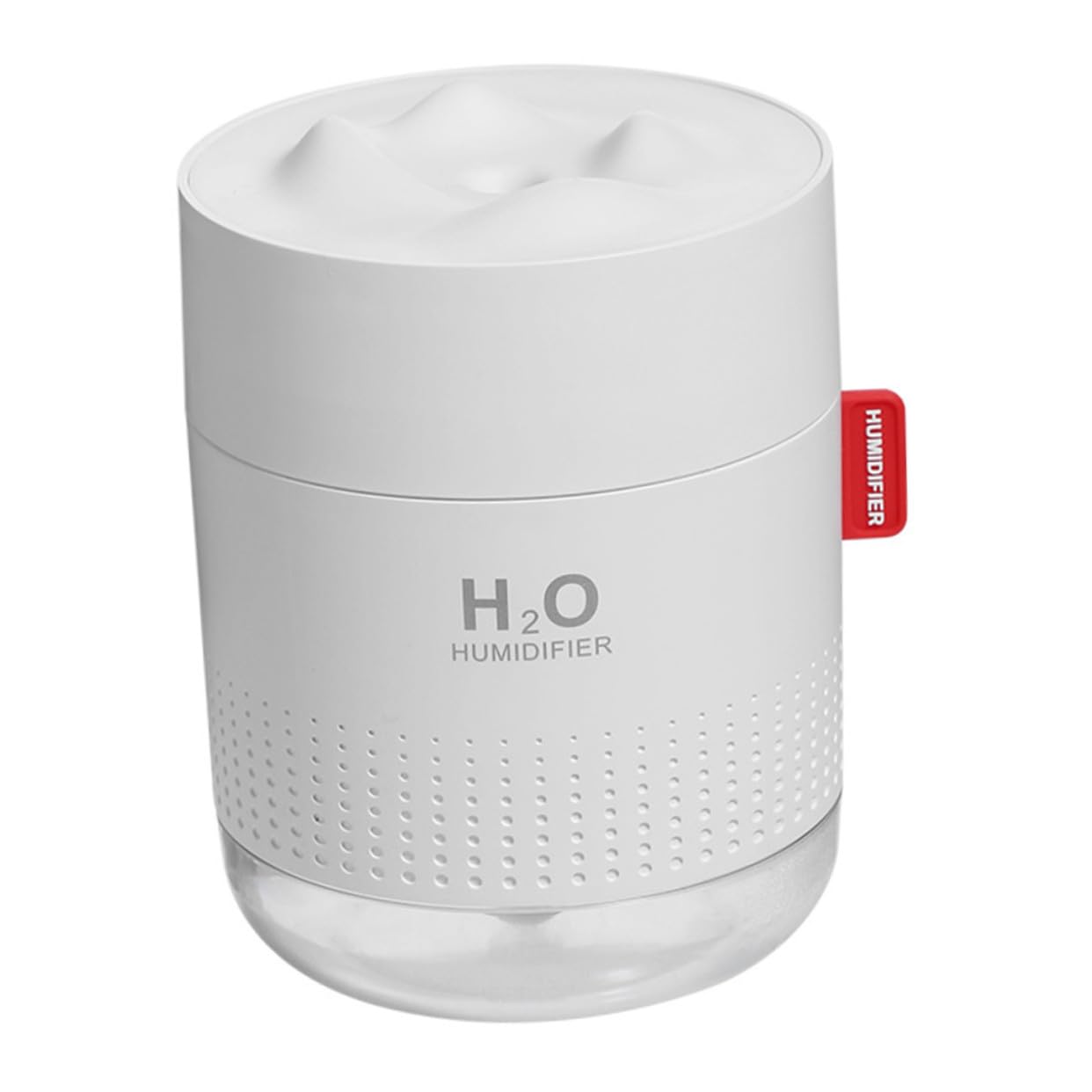 Umidificatore da Tavolo 500ml Bianco Spegnimento Automatico | Luce Notturna Integrata, Abs Pp PC e Silicone, Design Snow Mountain per Camera