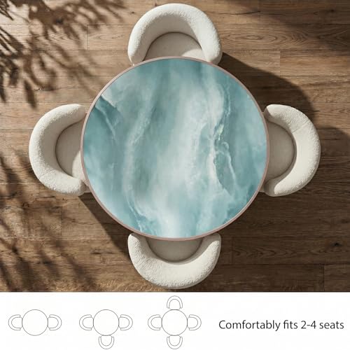 Image of 31.5 inchTulip Table, Sintered Stone Small Round Dining Tables&Metal Edge&Base | Small Modern Circle Dining Table for 2-4 Person ,Bistro Tables for Dining Room /Kitchen /Restaurants /Small Spaces /Marble River
