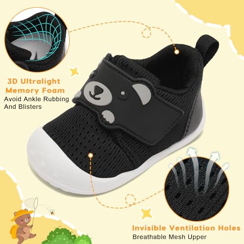 FEETCITY Baby Walking Shoes Wide Baby Shoes Boys Girls Infant Sneakers Crib Shoes Breathable Toddler Barefoot Shoes Slip On Shoes4