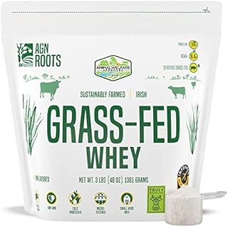 AGN Roots Grass Fed Whey Protein Powder - Unflavored - Unsweetened - Certified Brand List ASPCA - Certified Entire Life On Pasture Grass Fed - Informed Sport & Protein - Certified by A Greener World
