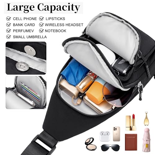 nuoku Small Sling Bag for Women Man Crossbody Chest Bag Lightweight Purse for Travel, Daily Use, and Outdoors2